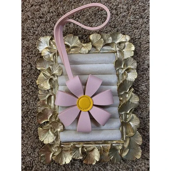 Flower Charm Accessory Pink Yellow Bow Accent Solid Pattern Women 1 Piece - Picture 1 of 2